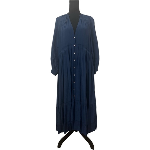 Hatch The Myra Maternity Dress Women's Size 1 Small Blue Lined Boho Prairie - Picture 1 of 15